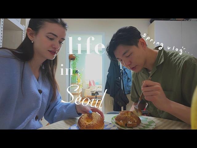 a day in our life in korea (after 7 years!)  spring hike & baking a birthday cake
