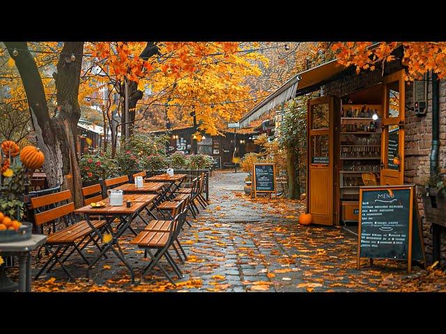 Sweet Autumn Jazz for Relaxation  Fall Jazz at Outdoor Coffee Shop - September Jazz Good Mood