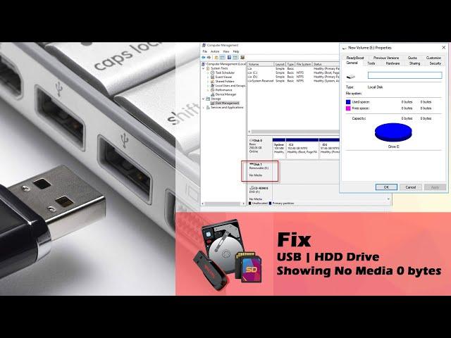 HDD or USB Pen Drive Showing No Media 0 bytes  Fix