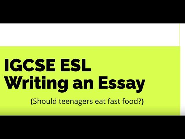 IGCSE ESL Essay (Should teenagers eat fast food?)