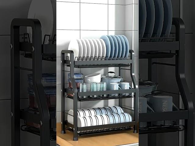 Dish Drying Rack with Draining Plate for Kitchen Counter #DishDrying #Rack #Draining #Kitchen #home