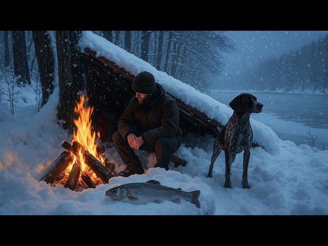 Extreme Winter Survival – Build a Life-Saving Shelter in -14°C & Cook Trout Over Fire