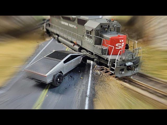 RC Tesla Cybertruck Goes Wild On HO Scale Layout!