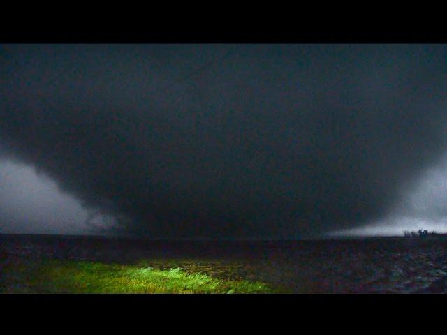 TORNADO AT NIGHT - Extremely Close to Kansas Wedge