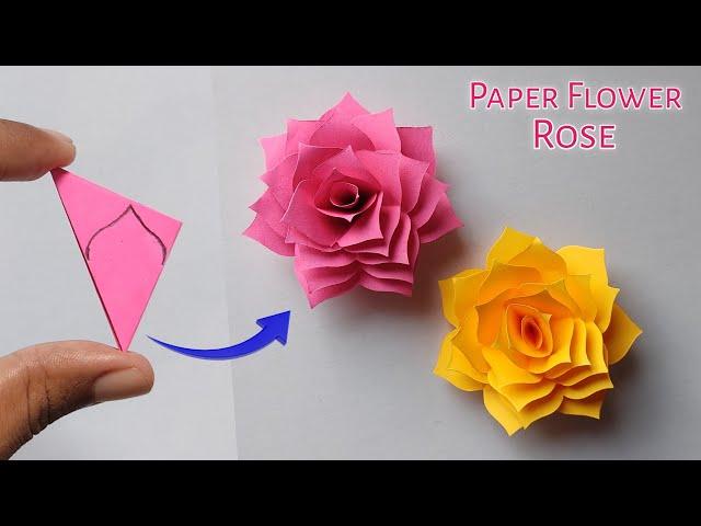 How To Make Paper Flower Rose | Paper Flower Making Step By Step | Diy Paper Rose Flower