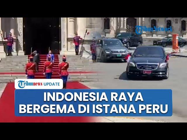 Detik-detik Lagu Indonesia Raya Berkumandang saat Prabowo Temui Presiden Peru di Istana Palacio