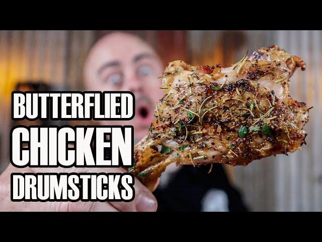 Chicken drumsticks butterflied grilled to perfection