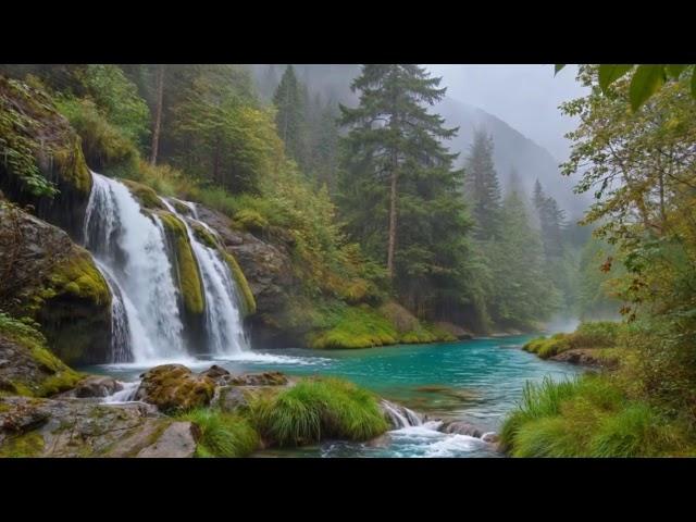 Relax in Forest Atmosphere, Sound of Flowing Water, Birds Singing in Cool Deep Forest, Nature Sounds