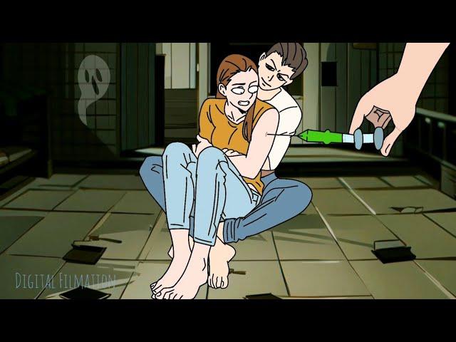 Scared couple in dark room - She Hulk Transformation Animated