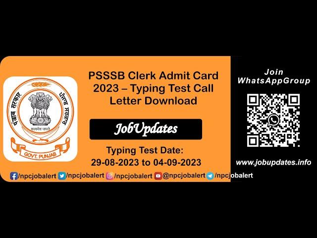PSSSB Clerk Admit Card 2023 – Typing Test Call Letter Download
