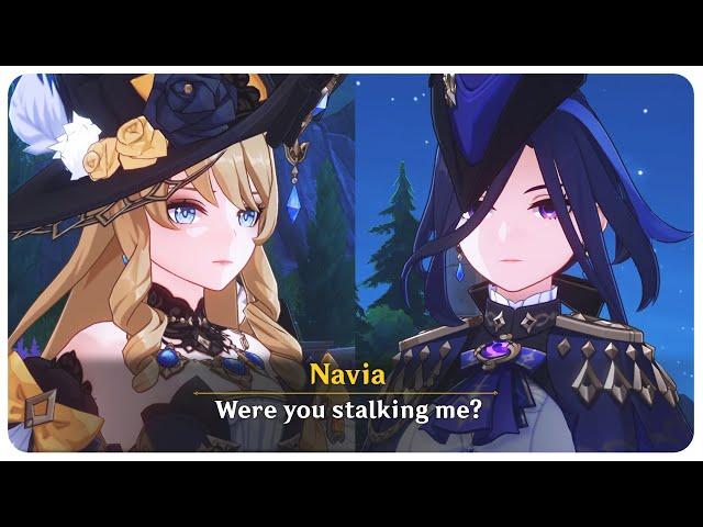 Clorinde Stalks and helps Navia (Cutscene) | Genshin Impact 4.0