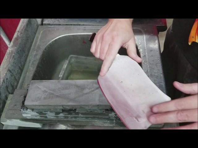 Sharpening a Meat Cleaver on stones - Jende industries
