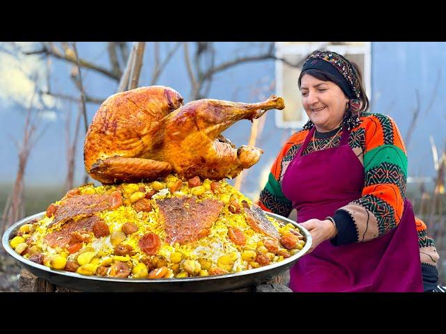 Grandma Roasted 10kg Giant Turkey Over Rice! Amazing Way to Serve a Dish!