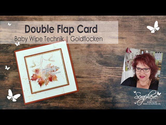 Double Flap Card | Baby Wipe Technik | Verwendung von Deko-Metallblättchen Gold