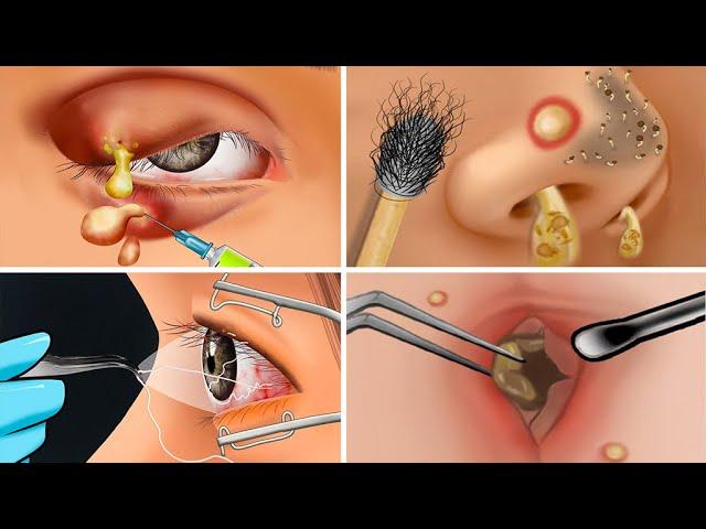 ASMR Blackhead removal collection and treatment to remove secretions caused at eyes, nose , head