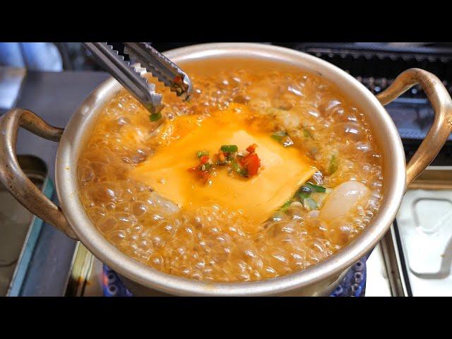 Egg Ramen, Cheese Ramen, Rice Cake Ramen And Warm Rice / K-FOOD / Korean Street Food / Seoul, Korea