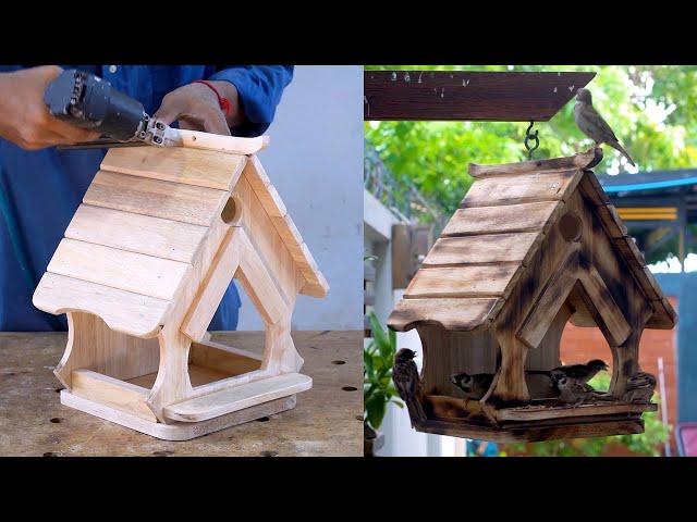 Build DIY Woodworking Bird House And Bird Feeder