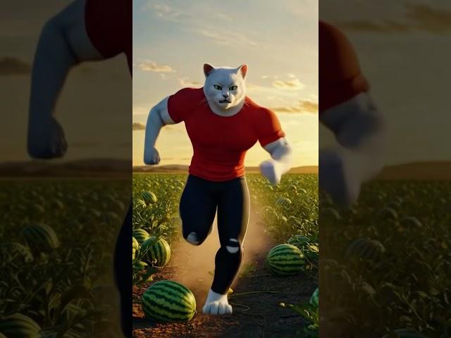 They Destroyed the Watermelon Car Dad Cat Built for His Kitten #cat #ai #meow