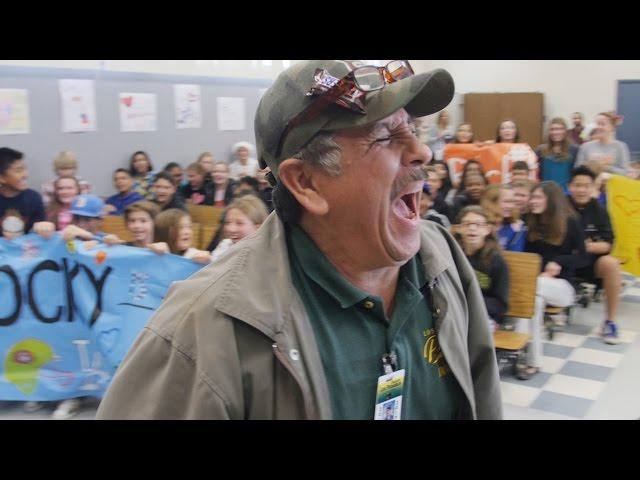 Students trick their custodian and he walks into surprise of his life!