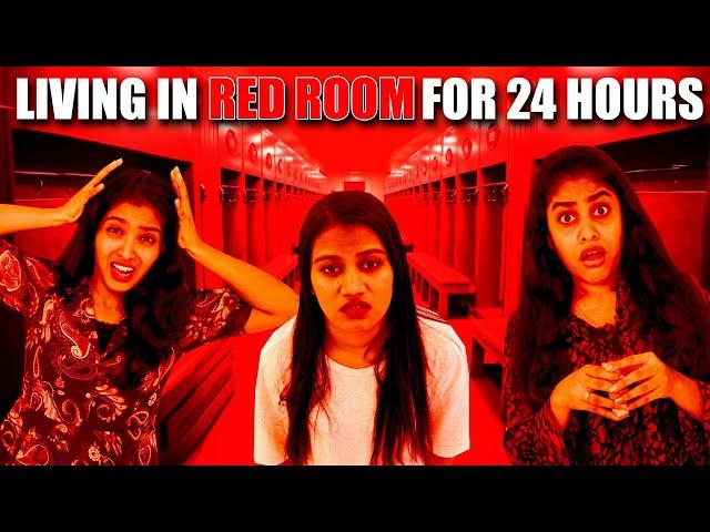 LIVING IN RED ROOM FOR 24 HOURS CHALLENGE  | EXTREME HORROR  | PULLOTHI