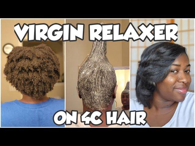 VIRGIN RELAXER ON 4C NATURAL HAIR AT HOME️ (yes I went from natural to relaxed after 21 months🫣)