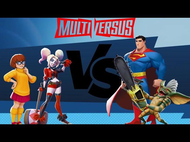 Velma & Harley Quinn VS Superman & Stripe - Multiversus Gameplay