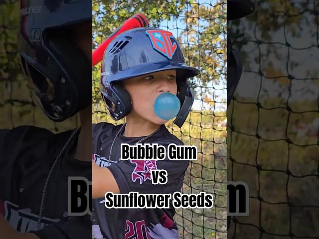 Bubble Gum Batter vs Sunflower Seed Batter #baseball #baseballlife #9u #baseballlifestyle