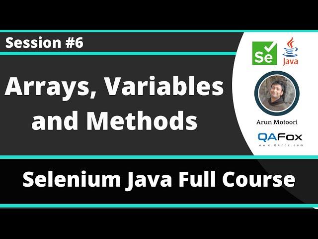 Selenium Java Training - Session 6 -  Java (Part 4) - Arrays, Methods and Variables