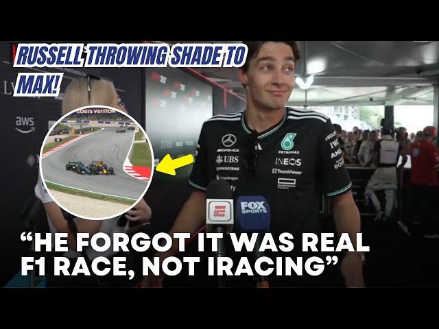 George Russell THROWING SHADE to Max Verstappen after the Incident at Spanish GP