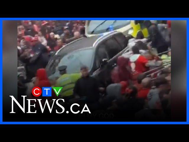 Video captures moment car drives into crowded Liverpool street parade