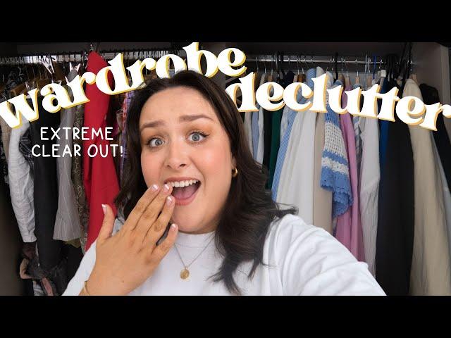 EXTREME WARDROBE DECLUTTER ‼️ clearing out over half of my clothes & making space in my closet