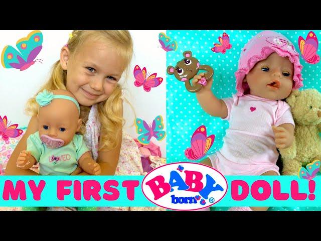 Baby Born Doll Unboxing, Feeding & Changing. Skye Opens Her Very First Baby Born Doll, Baby Emma! 