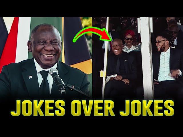 Pres Ramaphosa Jokes On Malema During His Speech At Tito Mboweni Funeral.