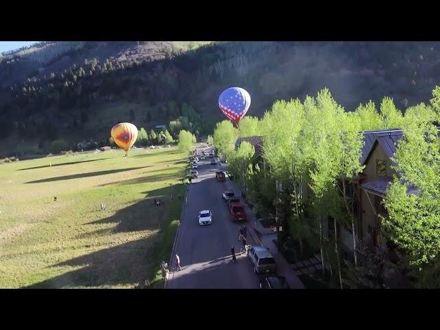 The landing of balloon at the Telluride Balloon Festival Sunday Morning