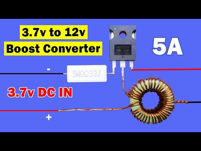 Simple DC to DC Boost converter using MOSFET, Convert 3.7 volt to 12 volt