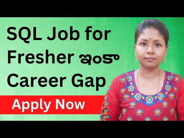 SQL Developer Job For Fresher role Career Gap people can also apply | @Pashams