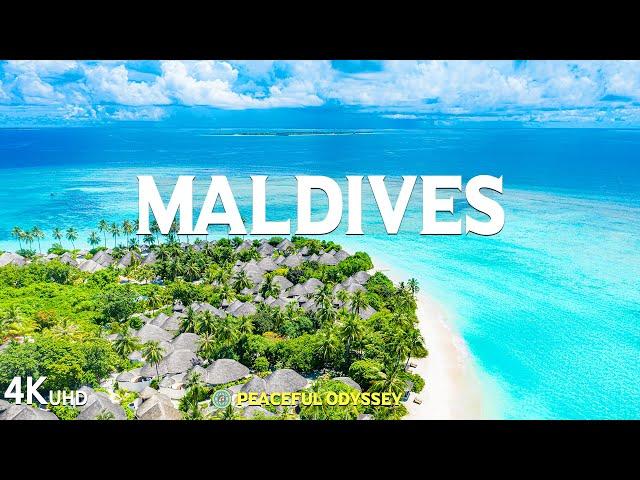 FLYING OVER Maldives - Beautiful Drone Footage with Calming Music | 4K UHD Nature Video