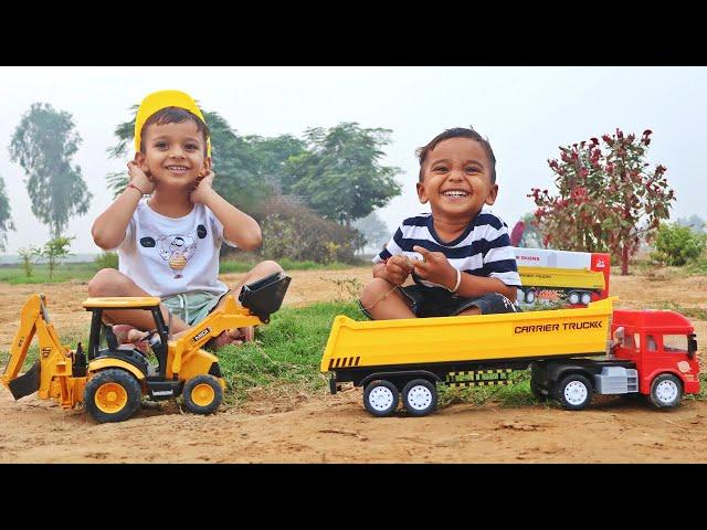 Kids are playing with Bruder JCB, Unboxing New Truck Toy | Kid Loading soil In Dumper with JCB