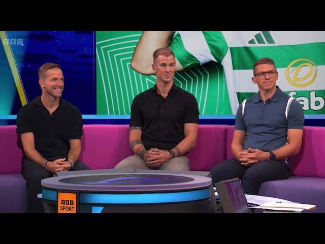 MOTD pundit Joe Hart showing his delight as Celtic romp to a 5-1 UCL win against Slovan Bratislava.