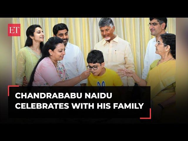 Andhra Election Results 2024: TDP Chief Chandrababu Naidu celebrates with his family