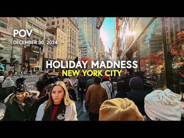  Holidays in NEW YORK CITY: POV Busy Streets of Manhattan, NY, USA / Rockefeller Christmas Tree 