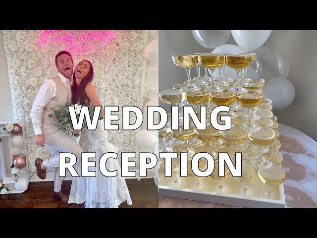 WEDDING RECEPTION VLOG: Champagne Fountain, Cake Cutting, and Decor!