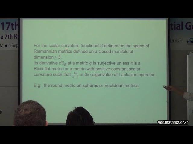 Jongsu Kim (Sogang University, Korea) / Scalar curvature decrease of some Riemannian metrics