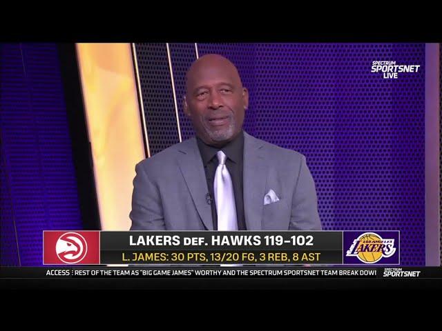 "GOAT CONVERSATION IS OVER" - James Worthy reacts to LeBron passes MJ as Lakers beat Hawks 119-102