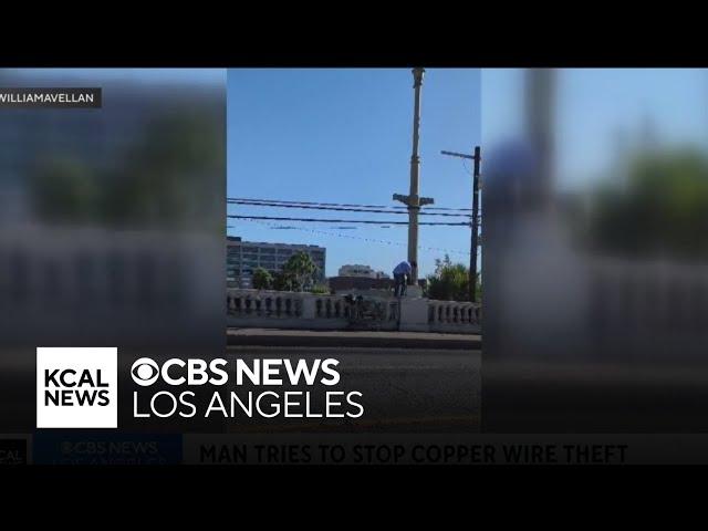 Man tries to stop brazen copper wire theft in downtown LA