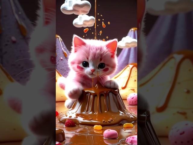 Why is this Kitten on a Pudding?! #CuteShorts #AI