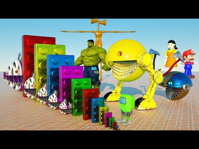 Best of Domino Effect COMPILATION 2021 [Lego, Robot Pacman, Jelly Pacman, Siren Head, Among Us...]