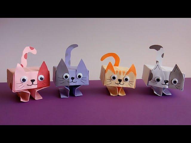 Origami Cat: Antistress Fidget Toy DIY • Moving Button Paper Crafts