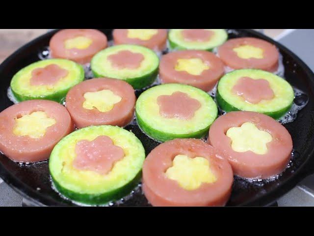 엄마정성 가득한 쉽고도 예쁜반찬엄마표요리 소시지애호박꽃전 / Mom's Cooking Sausage Zucchini Pancake