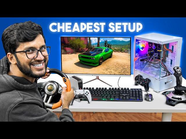 MAKING THE ULTIMATE CHEAPEST GAMING SETUP (WITH CHEAP RACING WHEEL, PS5, XBOX, PC, JOYSTICK)